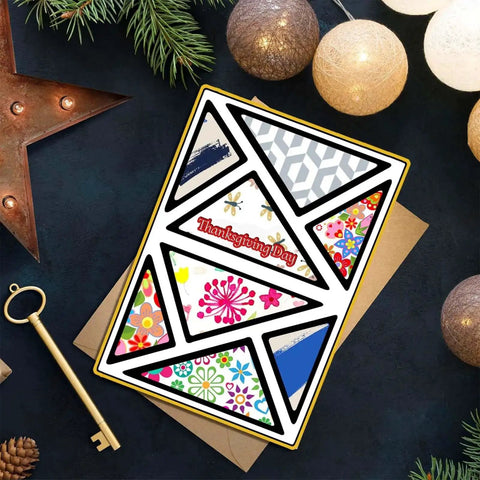 Geometric Die Cuts For Card Making And Scrapbooking Background Dies With Hollow Frame For Rectangle And Triangle Designs Durable Carbon Steel Metal Die Cuts For DIY Craft Embossing And Paper Album Decor featuring Thanksgiving theme