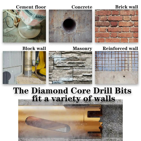 Pro Grade Dry Core Drill Bit for Concrete and Masonry, 2 Inch Diameter, 13 Inch Drilling Depth, cutting through various materials