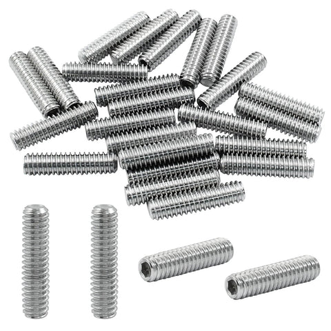 25 Pack One Quarter Twenty Hex Socket Set Screws One Inch 304 Stainless Cup Point Grub Screws Internal Hex Drive Headless