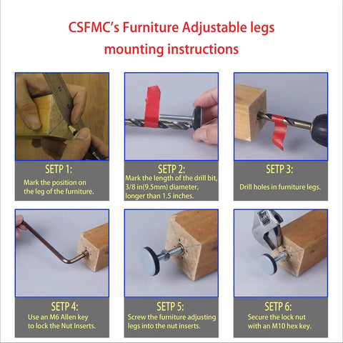 Stop Rocking Your Furniture With PTFE Bottom Leveler Pads, 28mm Base And One Quarter Twenty Threaded Shank, installation instructions