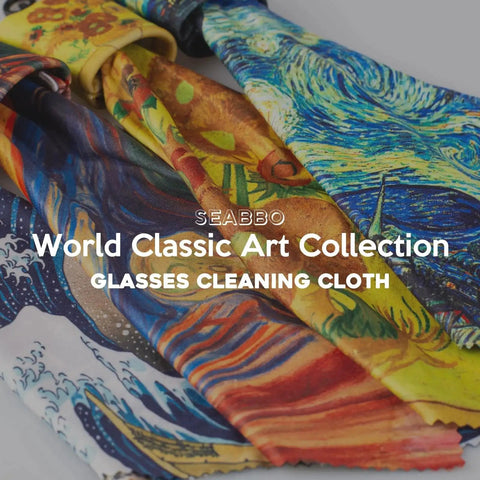 Microfiber Glasses Cleaning Cloths Set 4 Pack With Double Sided Art Design featuring colorful world classic art prints.