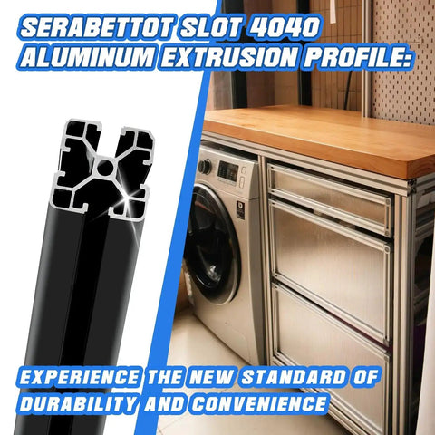 40x40 T Slot Aluminum Profile 1000mm Black Four Pack for Framing and Workstations with close-up and application example