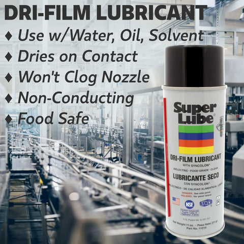 Non Conductive Dry Film Powder Lubricant Aerosol With Syncolon For Electronics And Sensitive Surfaces, Food Grade NSF Certified, 11 Oz can in factory setting