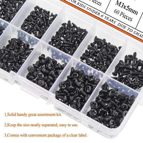 600 Piece Go-To Micro Phillips Screws Set For Laptops And Electronics In Ten Sizes M2 M2.3 M2.6 M3 Pan Head Self Tapping