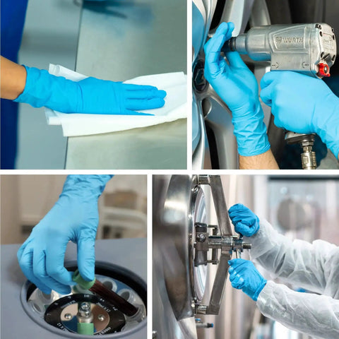 Nitrile Chemical Resistant Dish Gloves With Textured Grip And Extended Cuff used in various professional settings