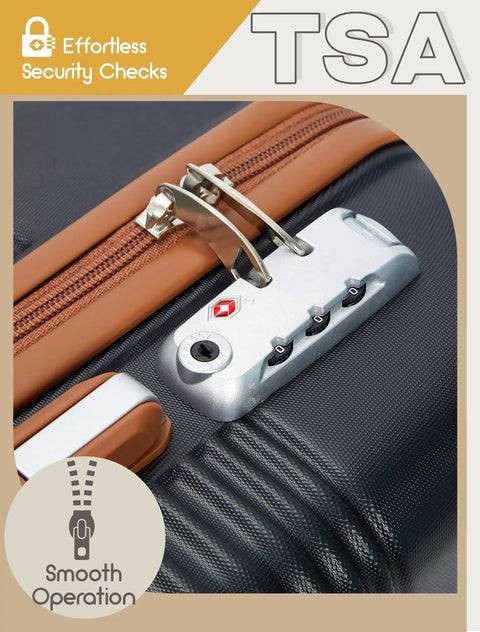 TSA lock close-up on Five Piece Luggage Set With Wheels For Travel Including 20 Inch Carry On, 24 Inch Medium, 28 Inch Large Check-In.