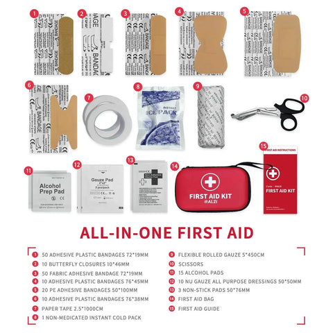 All Purpose 184 Piece First Aid Kit For Home Travel Go To Car Office And Worksite With Alcohol Pads Gauze Bandages Scissors Instant Cold Pack