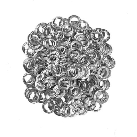 Grommets Kit 1000 Pcs 3/8 Inch Washers and Eyelets for Banners and Posters, showing a pile of metal grommets