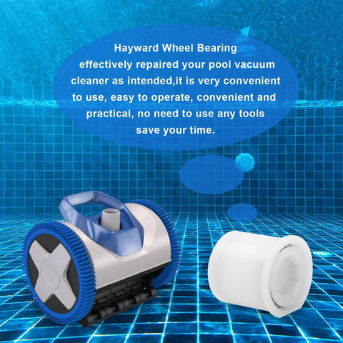 Hayward pool cleaner wheel bearing with blue gears and gray housing, white adapter, 2-pack