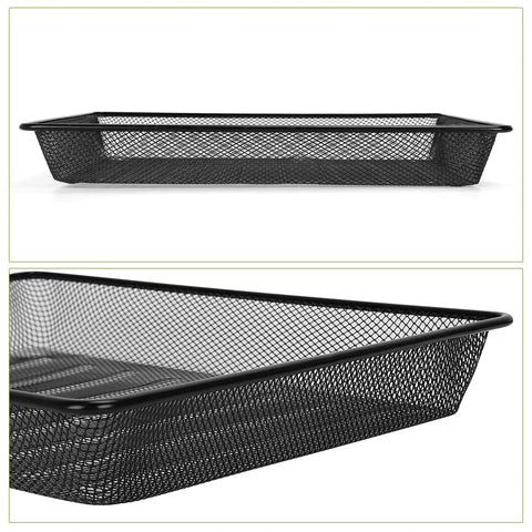 Metal Mesh Desk Paper Tray Organizer Set 5 Pack For Office Home School Black Turn In Trays And Flat Mail Letter Storage