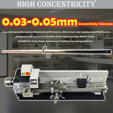 Beefy 8x31 Inch Metal Lathe For DIY Turning With Dual Chuck Bench Lathe 1100W Brushless Motor Precision Turning Machine