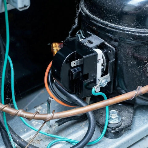 Fridge Compressor Start Relay And Overload Protector Kit 4 7 Ohm 1 Pin PTC Starter Relay With 6750C0005P And 6750C0004R installed