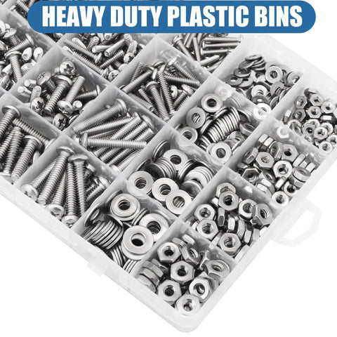 Ultimate Stainless Steel Nuts And Bolts Kit With Case For DIY Projects 700 Pieces Of Phillips Pan Head Screws And Nuts With Washers In SAE Sizes 4 40 6 32 8 32 10 24 304 Stainless Waterproof And Corrosion Resistant SATANTECH