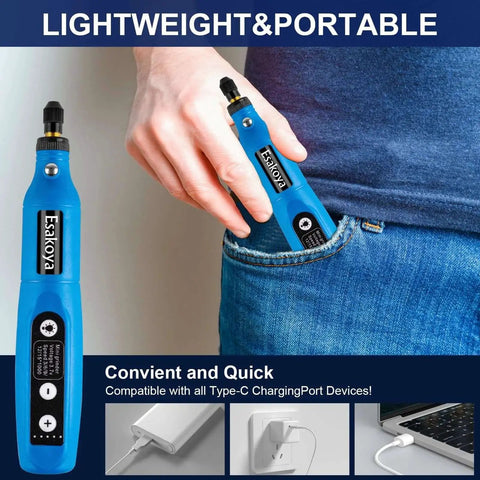 Cordless Rotary Tool Kit With 75 Accessories For Engraving Sanding Polishing Drilling And Grinding 5 Variable Speeds