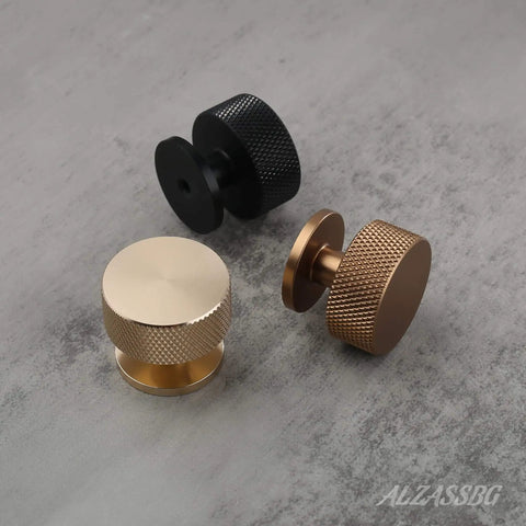 Matte Black Cabinet Knobs 15 Pack 1.2 Inch Knurled Round Kitchen Knobs For Cabinets And Drawers AL6023MB