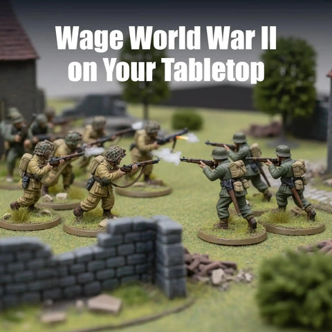Bolt Action Band of Brothers Starter Set 28mm War Game Bundle With US Airborne And German Grenadiers in battlefield setup