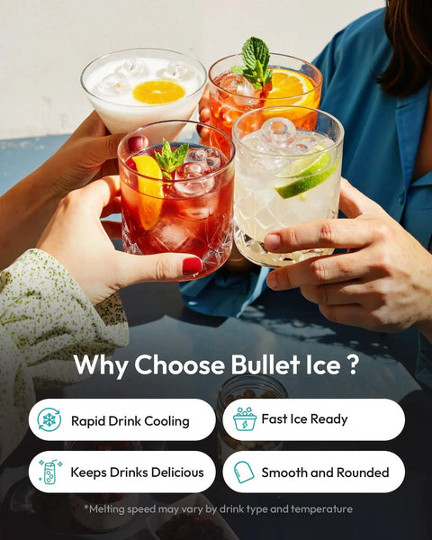 Countertop Ice Maker 9 Cubes In 6 Minutes Portable Self Cleaning Two Ice Sizes producing bullet ice in drinks