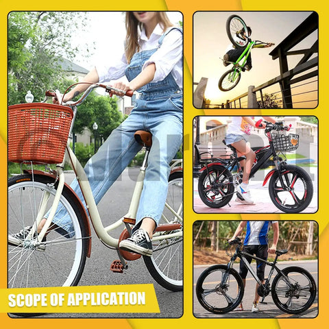 Bicycles used with 60Pcs Bicycle Axle Nut And Washer Kit With M8 M10 Hex Flange Nuts And Washers, various styles shown outdoors.