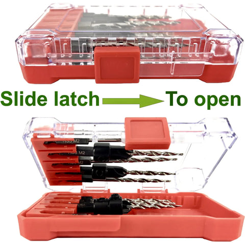 Woodworking Five Piece Depth Adjustable Countersink Drill Bit Set With Replacement Tapered Bits In A Tough Storage Case Size Six Nine Sixty Fourth Inch For Precise Finishes And Quick Setup In Cabinets Furniture And DIY Projects From FTG USA
