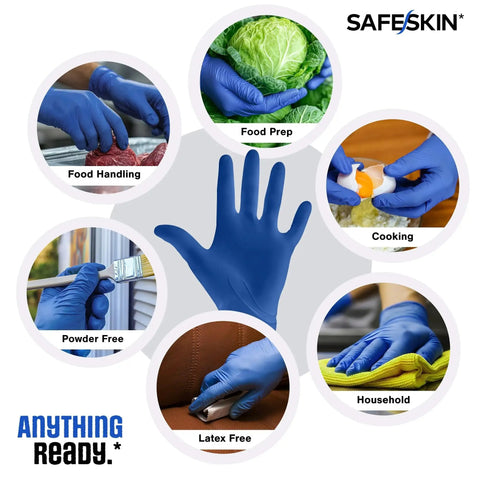 Ultralight Nitrile Gloves 2.0 Mil XL Blue 100 Ct Powder Free Latex Free Food Prep in various household uses