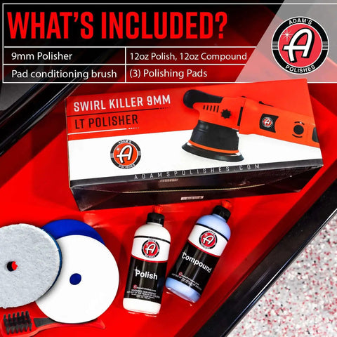 9mm Dual Action Car Polisher Long Throw DA Buffer For Detailers 1000W Power, includes polish, compound, and pads kit