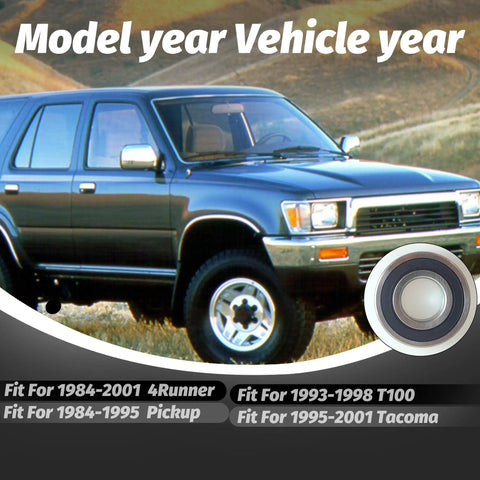 Toyota SUV with Rear Wheel Axle Shaft Bearing, fits 1984-2001 4Runner, 1984-1995 Pickup, 1993-1998 T100, and 1995-2001 Tacoma.