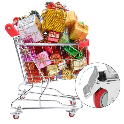 4 Inch Swivel Plate Caster Wheels Heavy Duty Metal Casters With Individual Locking Brakes under shopping cart with gifts