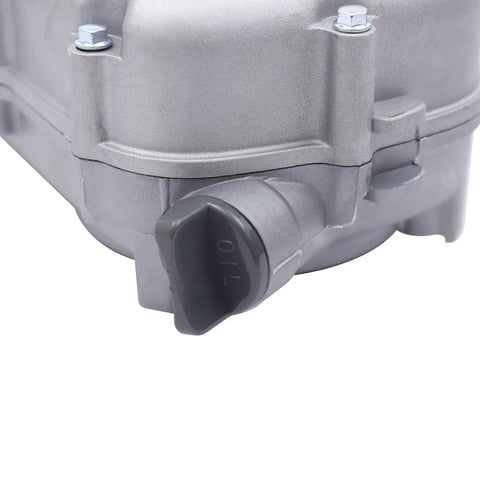 Close-up of the Beefy Heavy Duty 2 To 1 Gear Reduction Box with Internal Wet Clutch for Honda GX270 13HP Engine, showing oil cap