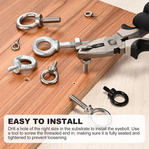Shoulder Eye Bolt Set One Quarter Inch By One Half Inch Four Pack Carbon Steel Lifting Eye Bolts installation demonstration