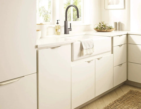 Polished Nickel Edge Cabinet Pull Aloft 8 And 9 Sixteenth Inch Center To Center Modern Drawer Pull on flat front kitchen cabinets