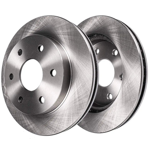 4WD Front Wheel Bearing Hub Brake Kit For 2015 2016 2017 Ford F-150 6 Lug With Front Ceramic Brake Pads Rotors Hubs And Brake Cleaner Fluids Included Today showing close-up of two brake rotors