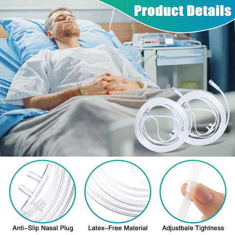 Anglechic 10 Pack adult oxygen nasal cannula with 7ft clear latex-free tubing and 10 connectors