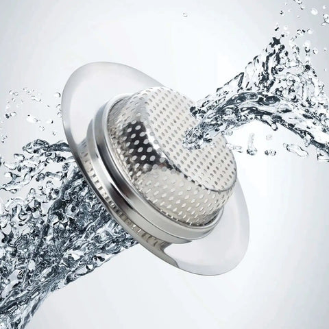Two Pack Stainless Steel Kitchen Sink Strainer Set With Large Wide Rim Four Point Five Inch Diameter Micro Perforated Two Millimeter Holes
