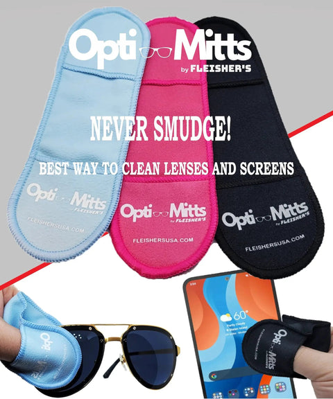 Opti Mitts Mitt Shaped Microfiber Eyeglass Cleaning Cloth 3 Pack Anti Scratch for glasses and screens