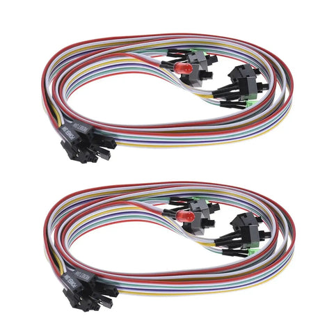 Two Pack 2 Pin PC Power Switch Cable With 27 Inch Front Bezel Push Button No Fuss On Off Reset For ATX Desktop Case LED Indicators Red And Green Includes HDD LED Signals