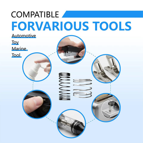 Five-pack stainless steel compression springs, 0.5mm wire, 5mm OD, 25mm length, for DIY electronics and hardware