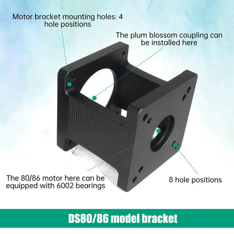 Horizontal Servo Motor Mount Bracket For 80 Servo Type Motors Aluminum Alloy 6063 Base with mounting holes, CNC robotics