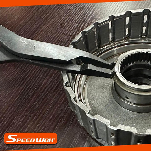 9 Inch Angle Tip Lock Ring Pliers With Hole For Circlip Removal And Installation gripping gearshift locking ring on table