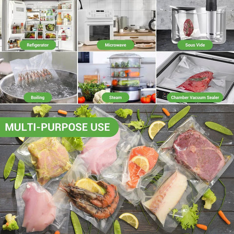 Heavy Duty 3 Mil Pre Cut Chamber Vacuum Sealer Bags Set 300 Count In 6x10 8x12 And 10x13 Inches BPA Free For Chamber Vacuum Machines Pro