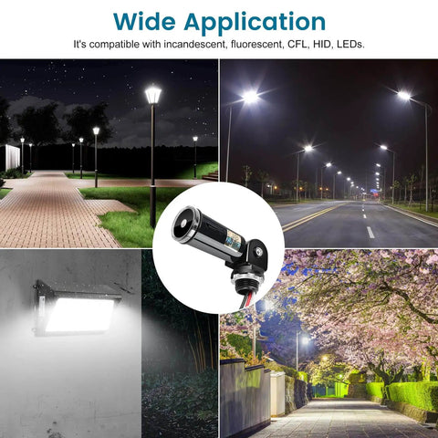 Set It And Forget It Dusk To Dawn Photocell Sensor With Swivel Mount for indoor and outdoor lighting applications at night.