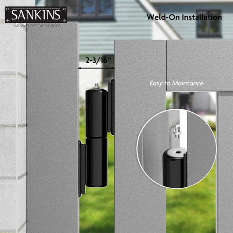 7 Inch Heavy Duty Gate Hinges Weld On 900 Lb Capacity For Outdoor Gates Trailers Barrel Hinges Installed on Gate