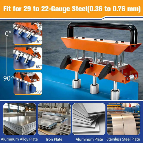 Sheet Metal Roller Bender For 0 To 90 Degrees, Dual Station Edge Roller Kit for bending steel and aluminum sheets, heavy-duty build.