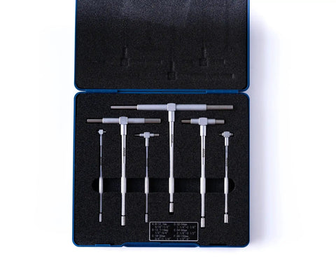 Telescoping Bore Gauge Set Five Sixteenths To Six Inches With Satin Chrome Finish T Bore Gauges Self Centering System Set Of Six Pieces In Fitted Plastic Case