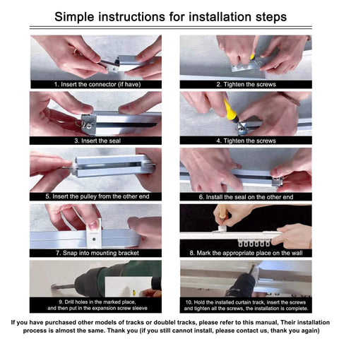 Installation steps for Heavy Duty Ceiling Or Wall Mount Curtain Track Rail For Living Room And Room Dividers Aluminum Alloy