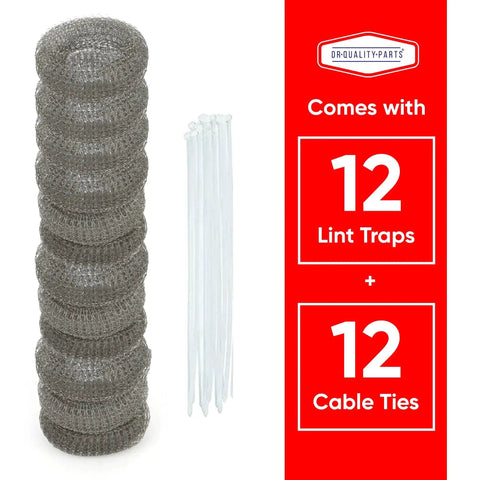 DR Quality Parts washing machine lint traps, stainless steel mesh filters, 12-pack with nylon cable ties