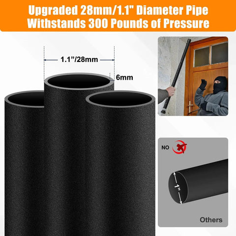Sliding Door Security Bar Adjustable From 17 To 51 Inches Heavy Duty Interior Bar shown resisting forced entry