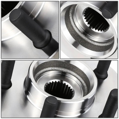 Close-up of 78mm Full Cast Rotor Front Wheel Bearing Hub Assembly direct-fit for Jeep Cherokee 1999-2001 and Wrangler 1999-2006.