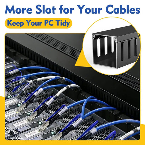Under Desk Cable Management Raceways Kit, Two-Piece Open Slot Duct for Hiding Wires, 30.8 Inch Total Length, Black, cable-organizing duct