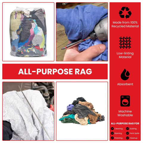 Recycled Multicolored T Shirt Cloth Rags Bundle, 50 Pound All Purpose Cleaning Rags For Paint Spills, Dusting, Staining, Polishing, And General Cleanup Today
