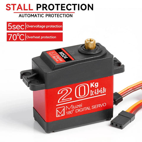 Beefy High Torque RC Servo With Metal Gear Waterproof Digital Servo for 1/8 and 1/10 RC Cars and DIY Robots, shown with stall protection feature.